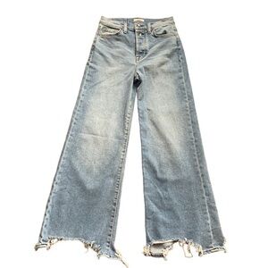 Splendid High‎ Rise Wide Leg Button Fly Light Wash Destroyed Hem Jean Size 25